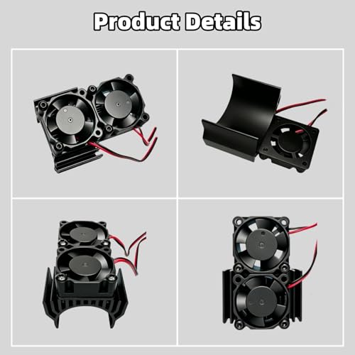VXL-3s ESC Cooling Fan and Motor Cooling Fan Dual Fan Set Compatible with 1/10 Traxxas Slash 4×4 VXL Stampede 4×4 Rustler 4×4 Hoss 4×4 Velineon VXL-3s Heat Sink, Black - color: Black