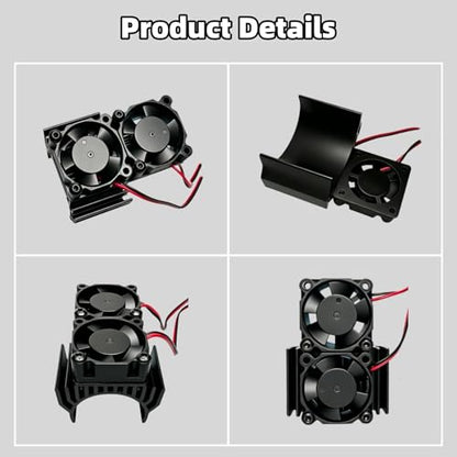VXL-3s ESC Cooling Fan and Motor Cooling Fan Dual Fan Set Compatible with 1/10 Traxxas Slash 4×4 VXL Stampede 4×4 Rustler 4×4 Hoss 4×4 Velineon VXL-3s Heat Sink, Black - color: Black