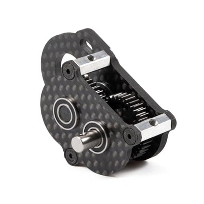 Ultra-Light Portal Transmission Carbon Gearbox with Adapter Plate | 3:1 Gear Ratio, 36T 48P Spur Gear, Titanium Output Shafts, Fits 1/10 Comp Rigs LCG Chassis