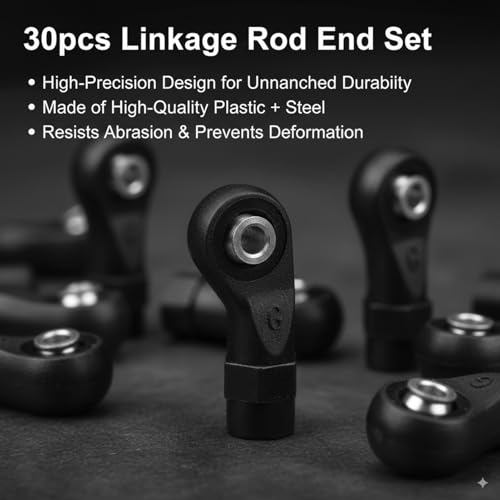 30Pcs RC Linkage Rod Ends for Traxxas TRX-4 1/10 - High-Precision M4 Ball Joint Head Set, Lightweight Durable Plastic+Steel Crawler Upgrade Parts