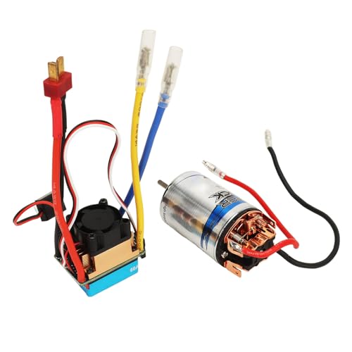 plplaaoo RC 550 Brushed Motor ESC Kit Low Noise High Power Stable 60A Electric Speed Controller with T Male Plug for Hsp Hpi RC Crawler Stainless Steel Copper Plastic (23T)