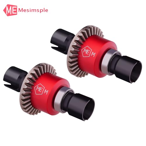 2PCS Alum H16BM Front Rear Differential Diff Gear for 1/16 H16BM H16207 16208 16209 16210 H16 1/14 14301 14302 14209 14210 H14BM Series Upgrades Part Red - color: Red