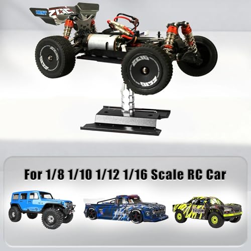 Rc Car Stand with Litf Lower Adjustable & 360'Rotatable, Rc Stand Repair Station with Shock Holder for TraxxasTRX4 Arrma Losi Axial Hsp Hbx Mix Wltoys, Wrenching On 1/8 1/10 1/12 1/14 Rc Rig Black - color: Black