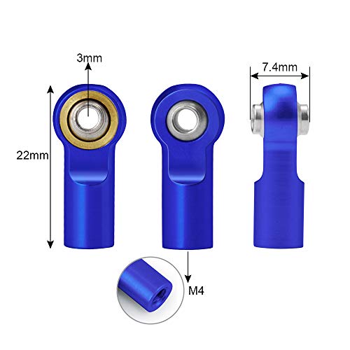 QUE-T 10pcs Metal Link Rod End M4 Ball Joint Head for RC Crawler Car (Navy Blue) - color: Navy Blue