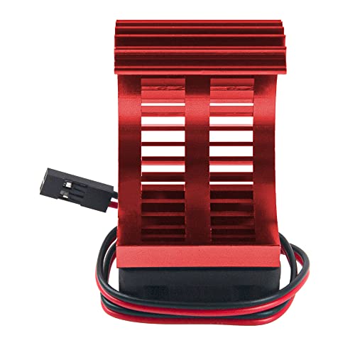 RC Motor Heatsink 540 545 550 Brushless Brushed Electric Engine Heat Sink with 5-6V Cooling Fan Compatible with Traxxas HSP HPI Wltoys Himoto Axial Tamiya 1/10 RC Crawler Truck Car (Red) - color: Red