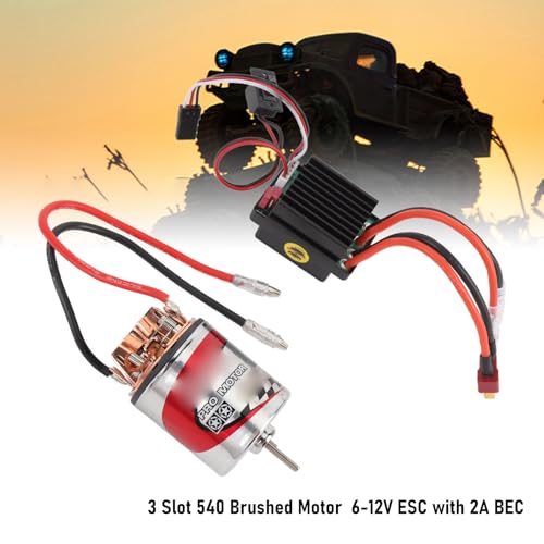 540 Brushed Motor Stainless Steel Case High Torsion 3 Slot Brushed Motor and ESC for Axial SCX10 AXI03007 1/10 RC Car (12T) - size: 12T, style: 12T