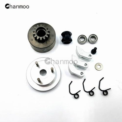 1/8 RC Car 14T Clutch Bell Flywheel Assembly Kit Shoes Bearings Gear Engine Nut Springs Cone for 1:8 RC Buggy Truck Car KYOSHO HPI HSP Axial Himoto 21-28cxp Nitro Engine Parts (Silver) - color: Silver