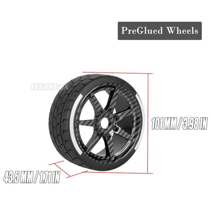 RC Highway Tires Wheel for 1/7 Infraction 6S BLX/Limitless,1/8 Typhon 6s BLX,7 Spokes Wheel Rim & Rubber Highway Tires RC Drift Tires,Black Carbon Surface (New) - color: (Black)carbon Surface - (4pcs Highway Tires)