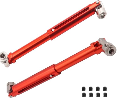 Aluminium Alloy 105-150MM Universal Drive Shaft for 1/10 Redcat Gen7 GEN8 Axial SCX10 SCX10-II/Pro D90 Axial SMT10 RC Crawler Upgrade Parts 2PCS/Set(Red)