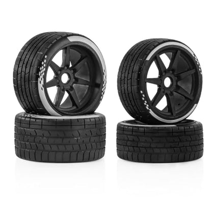 4PCS RC Highway Off-Road Truck Wheels & Tires - Compatible with 1/8 Typhon 6S BLX, 1/7 Infraction 6S BLX/Limitless - Foam Insert Plastic Rims (Black(4pcs)) - color: Black(4pcs)