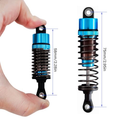 4PCS Oil Filled RC Shocks for 1/10 RC Cars, Adjustable Aluminum Shock Absorbers for Buggy Truggy Touring Drift Cars Monster Trucks (Blue 75mm)
