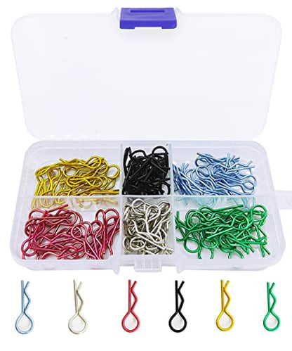 130pcs Universal RC Body Clips Steel R Clips for 1/10 1/12 Scale | Stainless Steel, Rust Resistant,Compartment Storage Case,Redcat HPI Himoto HSP Exceed RC Car Buggy Shell Replacement