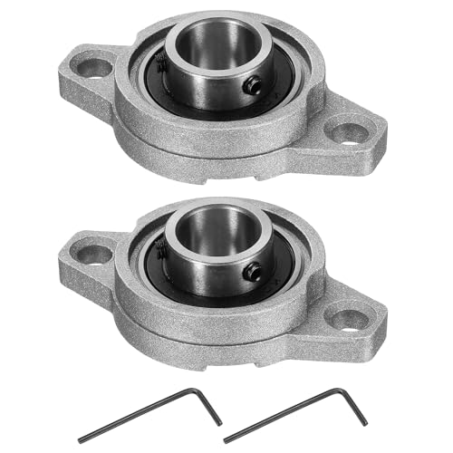 uxcell 2pcs KFL002 Pillow Block Bearings 15mm Bore Bearing Units Zinc Alloy Flange Mounted Bearing Housing, P6(ABEC3) - size: KFL002
