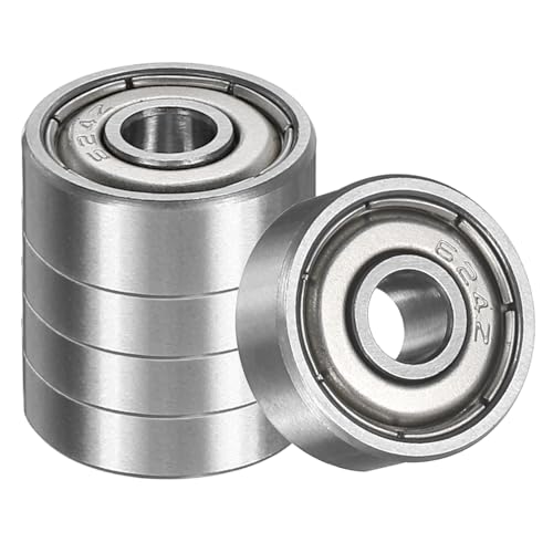 uxcell 5 Pack 624ZZ Deep Groove Ball Bearings, 4x13x5mm Chrome Steel Double Shield Bearing for Electric Motor, Home Appliances, Garden Machinery, (ABEC5) - size: 624ZZ