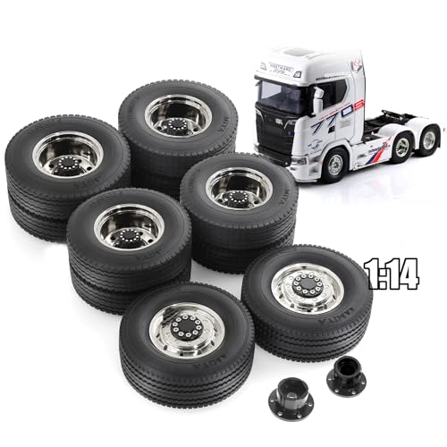 1/14 RC Front and Rear Tractor Truck Tires Steel Alloy Wheels (Front) - color: Front