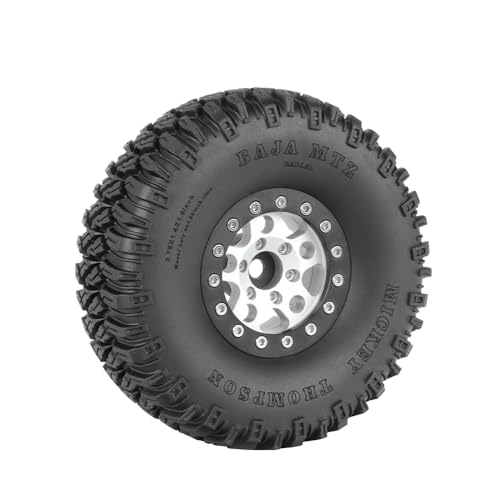4PCS 1.55 Inch Aluminum Alloy 5Spoke Beadlock Wheel Rim Tyre and 95mm Rubber Tires Set for 1/10 RC Rock Crawler Car Upgrade Parts for Tamiya Axial AX90069 D90 TF2 CC01 LC70 (Silver+Black) - color: Silver+black
