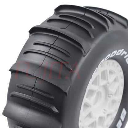 fujita 1/7 1/8 RC Off-Road Truck tyre Set Desert Beach Snow tyre 140mm OD for TRX UDR 85086-4 ARRMA Mojave EXB YK4072 4073 YKDF7 TB7 /17mm hex (White) - color: White