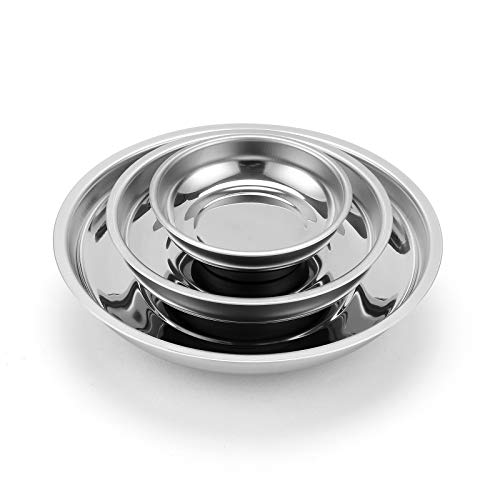Mayouko 3-Piece Round Magnetic Trays Set, 3" 4" 6", Trays Tool Holder for Screws and Tools - color: 3", 4" & 6" Round Tray Set