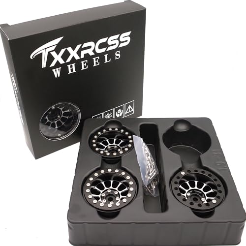 1.9 Beadlock Wheels Rims -152g Super Heavy Duty Deep Dish 32mm Wide for RC 1/10 Crawler TRX4 SCX10 Gen8 Upgrades SCX10 Remote Control Car Upgrades Accessories (Black) - color: Black