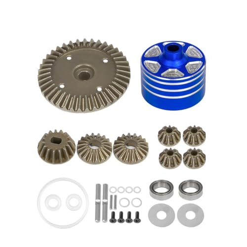Menolana Differential Gear Assembly RC Car Circular Metal Drivetrain Machined Precision Shaft Replacement Alloy Housing Suitable for Mechanical Model Car Testing Auto Repair Projects, Blue - color: Blue