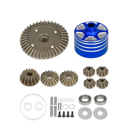 Menolana Differential Gear Assembly RC Car Circular Metal Drivetrain Machined Precision Shaft Replacement Alloy Housing Suitable for Mechanical Model Car Testing Auto Repair Projects, Blue - color: Blue