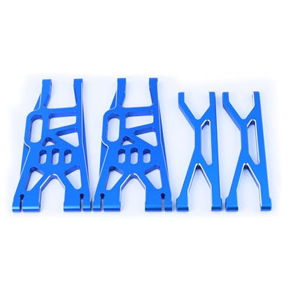 Aluminum Front Upper & Lower Suspension Arms Upgrades Set for 1/5 X-Maxx XMaxx RC Car (Blue) - color: Blue