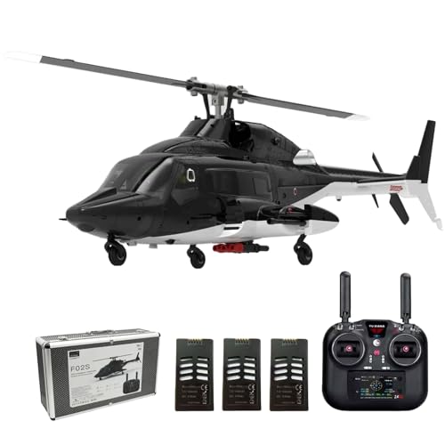 Hanll YUXIANG F02S 1:34 Scale 8CH GPS RC Helicopter – RTF Air-Wolf Replica with Dual Brushless Motors, Telemetry Transmitter, Optical Flow, Metal Servo, for Advanced Hobbyists—3 Batteries - color: F02s Helicopter, size: 3 Batteries