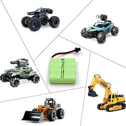 4.8v Battery Pack, 2400mAh NiMH AA Rechargeable RC Battery with Charge Cable, SM 2P Plug for Trucks 1:18, 1:16, 1:14, Remote Control Car, RC 4x4 Trucks