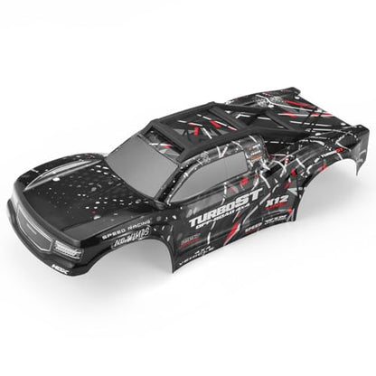 HAIBOXING 1/12 RC Car Spare Parts Body Shell Black for 2997A, Brushless RC Truck Replacement Part Car Body with Roof Racks/Rails & Top Light (2997A-BM01 & T2700 & T2707)