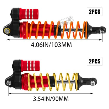 Upgrades Part Front Rear Assembled Full Metal Shocks Aluminum Big Bore RC Shocks Absorber Damper for 1/10 Slash/Rustler/Stampede/Bandit 4X4 4WD 2WD(VXL).Red(4PCS) - color: Red(4PCS)