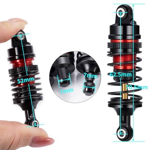 Aluminum Adjustable Progressive Shock for Tra-xxas 1/16 Mini Slash | 4X4 Rally VXL Ford RS200 Short Course Truck Upgrade 4pcs Adjustable Spring Damper Red