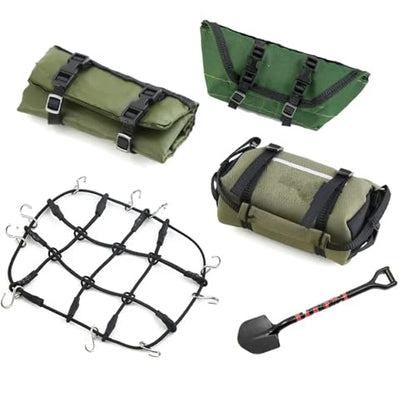 RC Cars Spare Parts for TRX4M for SCX24 1/18 1/24 5pcs Storage Bag Roof Bag Handbag Sleeping Bag Luggage Net Shovel Decoration RC Crawler Car Parts(D) - size: D