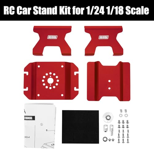 INJORA Aluminum 80g RC Car Stand with Shock Holder for 1/24 1/18 RC Crawler Upgrade(Red) - color: Red