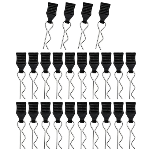 24pcs 1mm Universal Remote Control Body Clips with Pull Tabs, Compatible with All 1/14 1/16 1/18 Scale SCX24 ruck Buggy Shell Replacement Parts