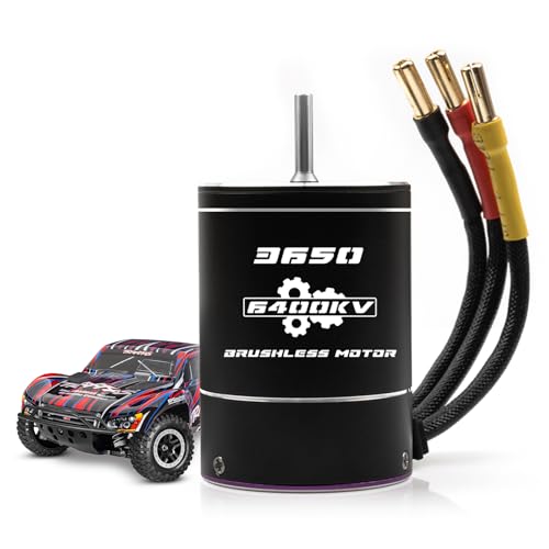 550 3650 Brushless Motor 3.175mm Shaft 1/10 6400KV Waterproof for 1:10 Scale RC On-Road Race Drift High Speed Car Traxx TRX4 Axial SCX10 (6400kv)