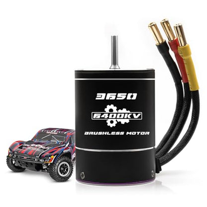 550 3650 Brushless Motor 3.175mm Shaft 1/10 6400KV Waterproof for 1:10 Scale RC On-Road Race Drift High Speed Car Traxx TRX4 Axial SCX10 (6400kv)