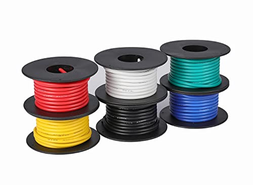 TUOFENG 14 AWG Silicone Wire 79.2ft, 6 Colors Tinned Copper - size: 14 AWG Stranded 6 Colors 13.2 ft