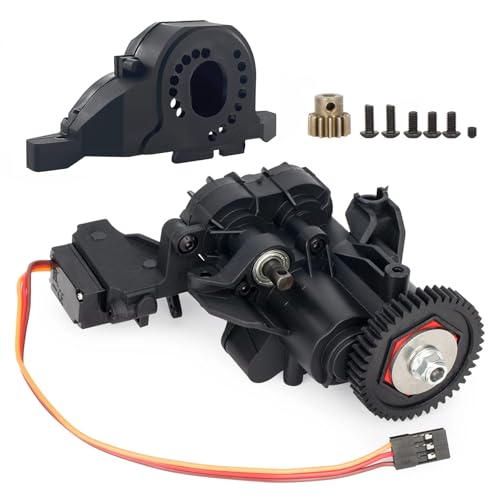 2-Speed Transmission Gearbox Assembly with Servo for 1/10 RC Crawler, Upgrade Replacement Gear Case with Motor Pinion & Cover (Compatible with TRX-4/TRX-6)