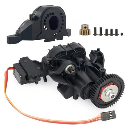 2-Speed Transmission Gearbox Assembly with Servo for 1/10 RC Crawler, Upgrade Replacement Gear Case with Motor Pinion & Cover (Compatible with TRX-4/TRX-6)