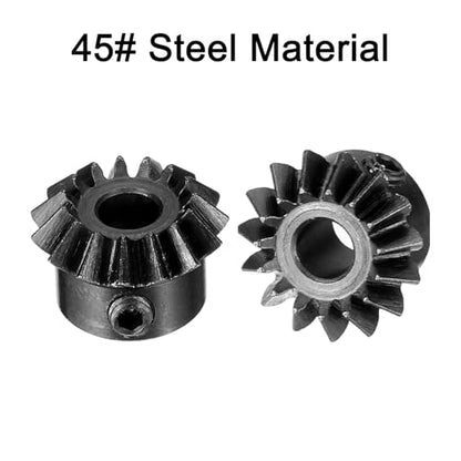 uxcell 2pcs Bevel Gear 0.8 Module 1:1 Reduction Rate 15T 4mm Hole Dia Bevel Pinion Gear 45# Steel, 45 Degree Steering Gear for Hardware Mechanical Rotation, Black - size: 4mm Bore