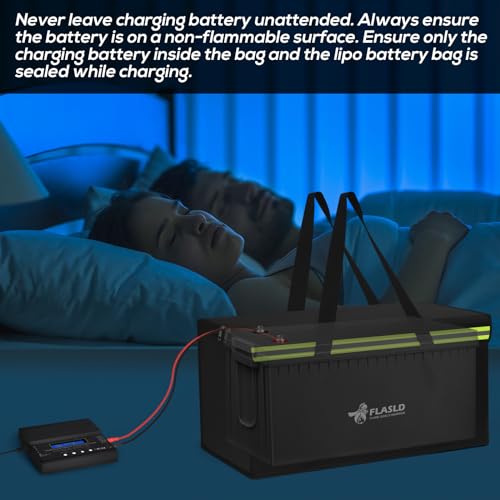 FLASLD Large Fireproof Lipo Bag for 200Ah Lithium Battery Storage and Charging, 22 x 9 x 9.5in E-bike Battery Bag Waterproof Box for Documents and Valuables - color: 22 x 9 x 9.5inch