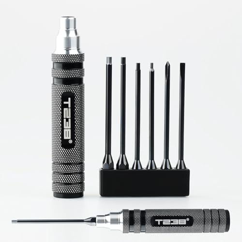 T238-Hex Screw Driver Set, Titanium Hexagon Screwdriver, for Airsoft Tool Multi-Axis FPV Racing Drone RC Quadcopter Helicopter Car Models（1.5MM/2.0MM/2.5MM/3.0MM / Slotted&Cross 3.0MM）