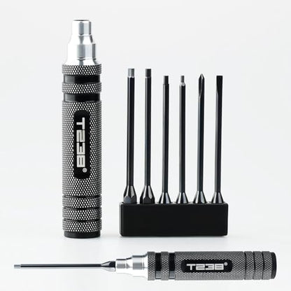 T238-Hex Screw Driver Set, Titanium Hexagon Screwdriver, for Airsoft Tool Multi-Axis FPV Racing Drone RC Quadcopter Helicopter Car Models（1.5MM/2.0MM/2.5MM/3.0MM / Slotted&Cross 3.0MM）