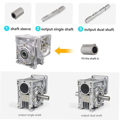 NMRV040 Worm Gear Gearbox Ratio 15:1,18mm Output Shaft,RV40 NMRV-040 Metal Gearheads Worm Gear Reducer for Nema34 Stepper Motor/Servo Motor