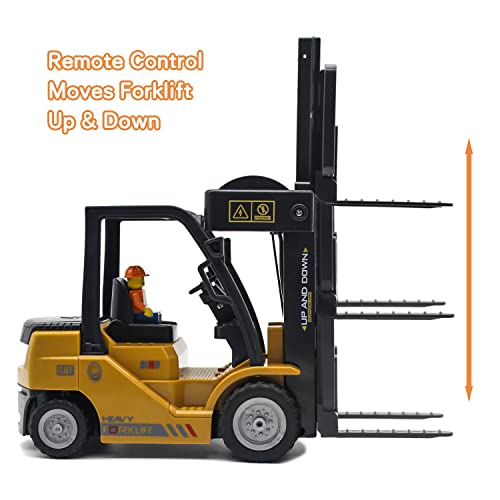 Remote Control Forklift 11 Channel Rc Forklift Cranes Construction Toys, w/Boxes/Sound and Light Spray, Two Rechargeable Batteries, Kids Forklift Toy Christmas & Birthday Gifts - style: RC Forklift Truck