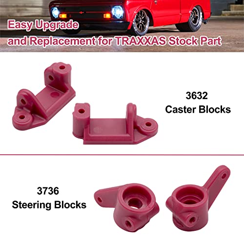 OGRC Plastic Caster/Steering Block Rear Stub Axle Carriers for Slash 2WD | L&R Wheel Steering Kit for 1/10 Traxxas Slash Stampede Rustler 2WD #3632 #3736 #3752 - color: Red