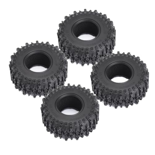 1.3" Wheel Tires Set, Beadlock Wheel Rims with Swamp Claw Mud Terrain Rubber Tires 70 * 27mm for 1/18 TRX4M 1/24 SCX24 FCX24 RC Crawler Car,Type E,Silver