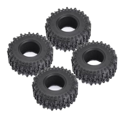 1.3" Wheel Tires Set, Beadlock Wheel Rims with Swamp Claw Mud Terrain Rubber Tires 70 * 27mm for 1/18 TRX4M 1/24 SCX24 FCX24 RC Crawler Car,Type E,Silver