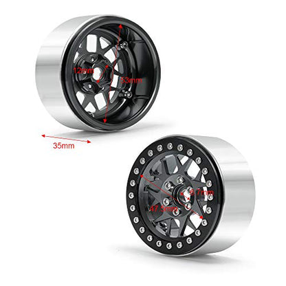 2.2inch Beadlock Wheels Rims 35mm for 1/10th Scale RC Rock Crawler Model Car -Pack of 4 (Titanium color) - color: Titanium