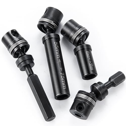 RCHUBAM 2pcs Front Rear Center Driveshaft for 1/18 TRX4M RC Upgrade Parts | 1144 Steel 40-50mm and 55-75mm Drive Shaft - color: Black